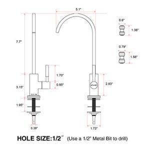 Frizzlife RO Water Filter Faucet- Drinking Water Faucet fits Most Reverse Osmosis System & Water Filtration System-SUS304 Stainless Steel, Black