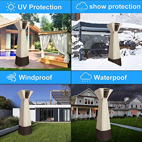 Outdoor Square Standup Patio Heater Cover Water-Resistant Heavy Duty Oxford Fabric with Zipper Heater Cover for Outdoor Heaters, PU Coating, Anti-UV, Windproof, Anti-Dust(90"*21"*21")