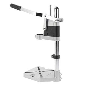 BTSHUB Adjustable Drill Press Stand Benchtop Drill Press Tool Universal Bench Clamp Support Tool Workbench Repair Drill Press Table Single Hole for Hand Drill Aluminum Base