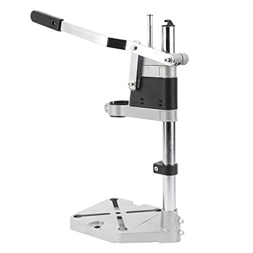 BTSHUB Adjustable Drill Press Stand Benchtop Drill Press Tool Universal Bench Clamp Support Tool Workbench Repair Drill Press Table Single Hole for Hand Drill Aluminum Base