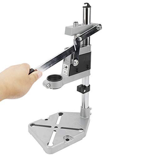 BTSHUB Adjustable Drill Press Stand Benchtop Drill Press Tool Universal Bench Clamp Support Tool Workbench Repair Drill Press Table Single Hole for Hand Drill Aluminum Base