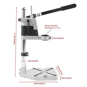 BTSHUB Adjustable Drill Press Stand Benchtop Drill Press Tool Universal Bench Clamp Support Tool Workbench Repair Drill Press Table Single Hole for Hand Drill Aluminum Base