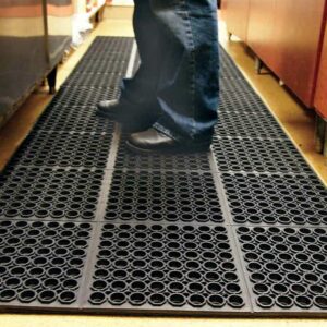 Anti-Fatigue Rubber Floor Mat - NANBOWANG Commercial Grade Grease Resistant Non-Slip Recycle Tyre Floor Mats for Restaurant Kitchen Bar Garden Outdoor Wet Area(36"x 36") Black