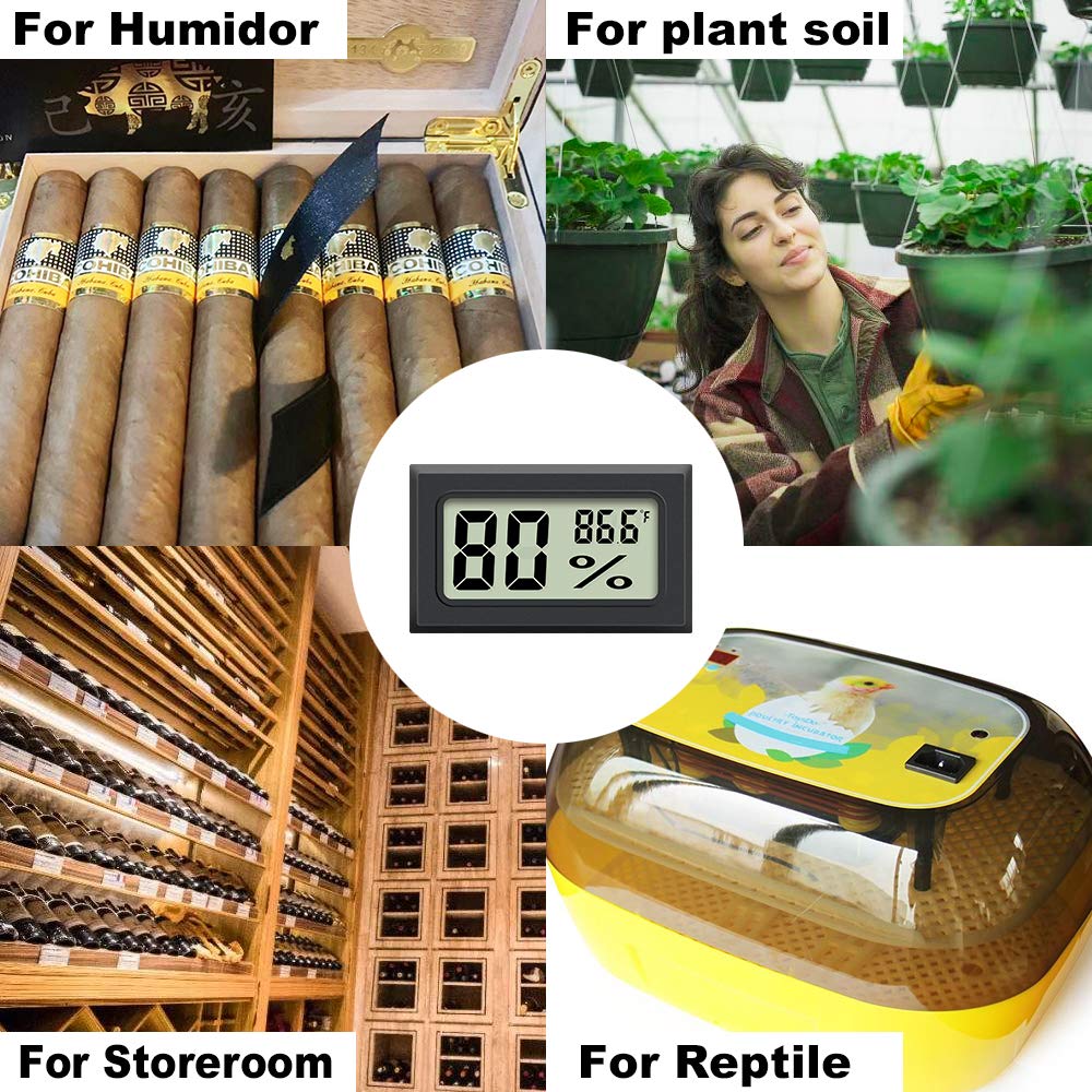 4 Pack Mini Digital Thermometer Hygrometer Indoor Humidity Temperature Meters Gauge AikTryee Hygrometer wiht LCD Display Fahrenheit for Humidors Greenhouse Garden Cellar Closet Guitar Case