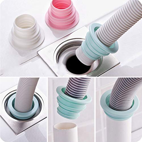 Goeielewe 4PCS Drain Pipe Hose Silicone Plug Sewer Seal Ring Washing Machine Sealing Plug for Bathroom Kitchen Cleaning Tools (Random Color)