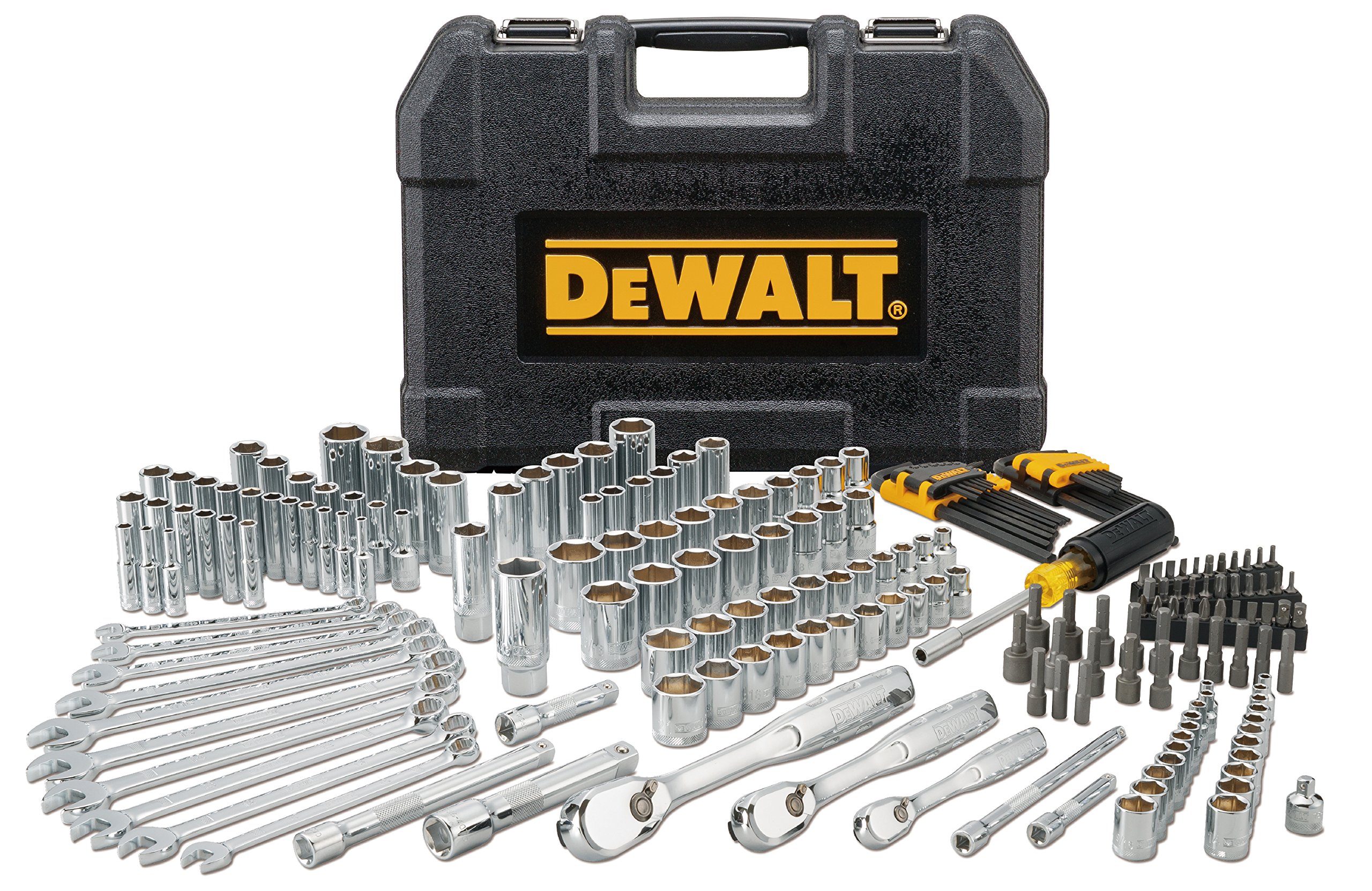 DEWALT Mechanics Tool Set, 1/4" & 3/8" & 1/2" Drive, SAE/Metric, 205-piece (DWMT81534) and 20V MAX Cordless Drill and Impact Driver, Power Tool Combo Kit with 2 Batteries and Charger (DCK240C2)