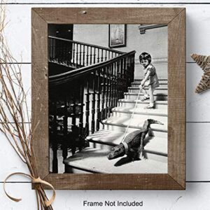 Goth Room Decor Photo - Funny Gothic Wall Art - New York City Wall Art Decor - Creepy Girl With Alligator Crocodile Vintage Picture - Weird Humorous Gift - 8x10 Photo