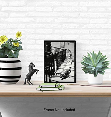 Goth Room Decor Photo - Funny Gothic Wall Art - New York City Wall Art Decor - Creepy Girl With Alligator Crocodile Vintage Picture - Weird Humorous Gift - 8x10 Photo