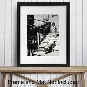 Goth Room Decor Photo - Funny Gothic Wall Art - New York City Wall Art Decor - Creepy Girl With Alligator Crocodile Vintage Picture - Weird Humorous Gift - 8x10 Photo