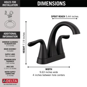 Delta Faucet Arvo Matte Black Bathroom Faucet, Centerset Bathroom Faucet Black, Bathroom Sink Faucet, Drain Assembly Included, Matte Black 25840LF-BL