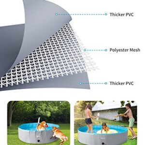 Toozey Dog Pool, 39.4" x 11.8" Slip-Resistant Kiddie Pool, Foldable PVC Dog Pet Swimming Pool, Hard Plastic Pool for Kids, Portable Pools for Large Medium Small Dogs & Kids