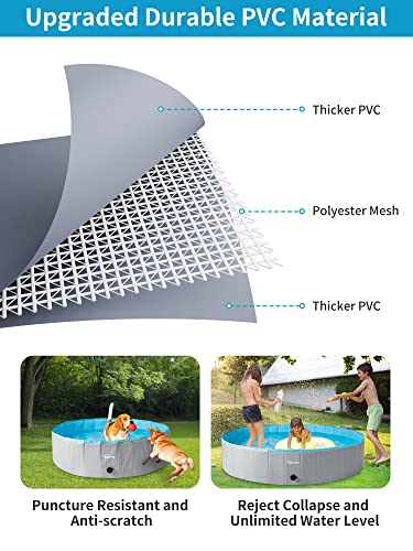 Toozey Dog Pool, 39.4" x 11.8" Slip-Resistant Kiddie Pool, Foldable PVC Dog Pet Swimming Pool, Hard Plastic Pool for Kids, Portable Pools for Large Medium Small Dogs & Kids