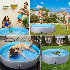 Toozey Dog Pool, 39.4" x 11.8" Slip-Resistant Kiddie Pool, Foldable PVC Dog Pet Swimming Pool, Hard Plastic Pool for Kids, Portable Pools for Large Medium Small Dogs & Kids