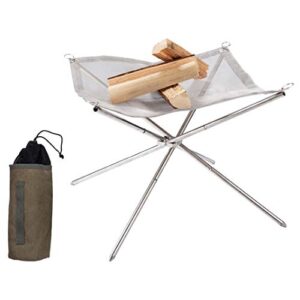 campingmoon portable mesh fire pit 16.5-inch with carrying bag solo-101(11.22" h)