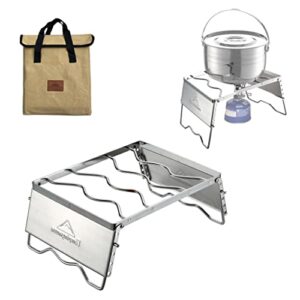 campingmoon 304 stainless steel portable open fire campfire grill for dutch oven cooking ware with windscreen legs and carrying bag ms-1018