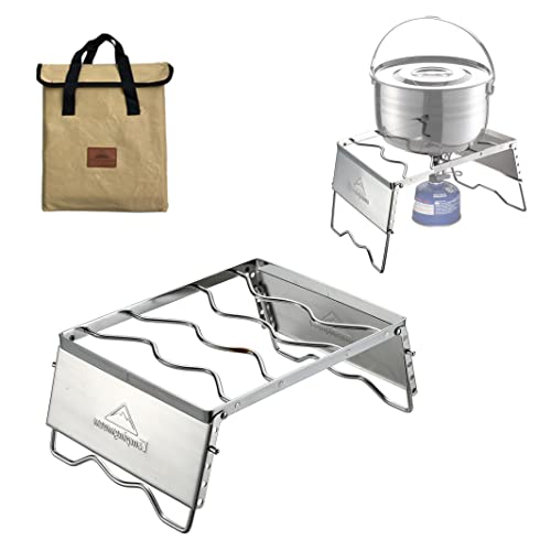 CAMPINGMOON 304 Stainless Steel Portable Open Fire Campfire Grill for Dutch Oven Cooking Ware with Windscreen Legs and Carrying Bag MS-1018