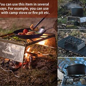 CAMPINGMOON 304 Stainless Steel Portable Open Fire Campfire Grill for Dutch Oven Cooking Ware with Windscreen Legs and Carrying Bag MS-1018