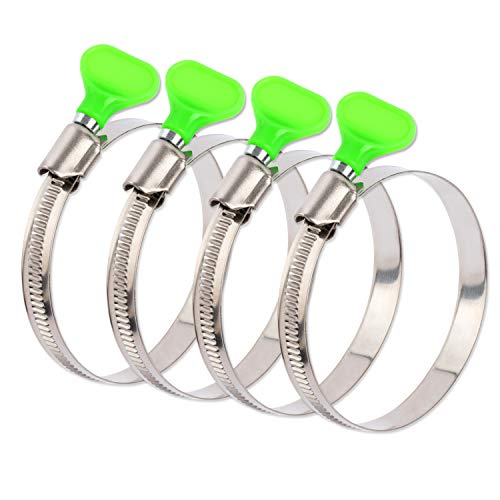 ISPINNER 4pcs 3 Inch Key Hose Clamp, Bandwidth 12mm Thumb Screw Adjustable Stainless Steel Hose Clamps for Dryer Vent, Dust Collector and Automotive