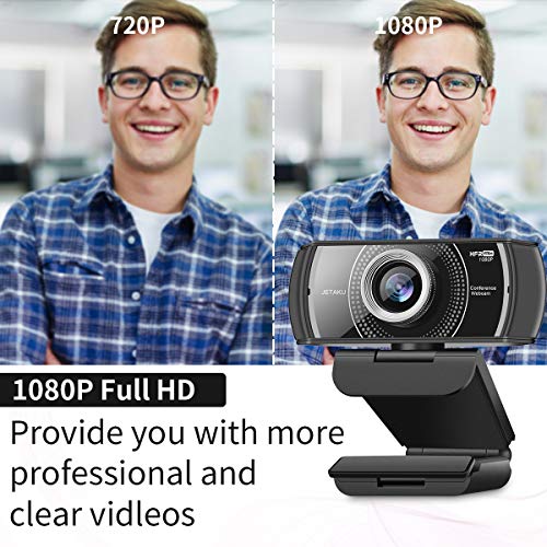 Webcam 1080P 60fps with Microphone for Streaming, JETAKu 920Phro HD USB Computer Web Camera Video Cam for Gaming Conferencing Mac Windows Desktop PC Laptop