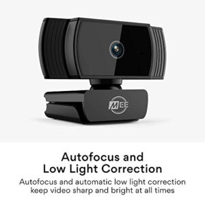 MEE audio C6A 1080p HD Webcam with Microphone, Autofocus, Low Light Correction, 360° Rotation; USB Streaming Web Camera for Video Calling via Zoom/Hangouts/Skype on Computer PC Mac Laptop Desktop