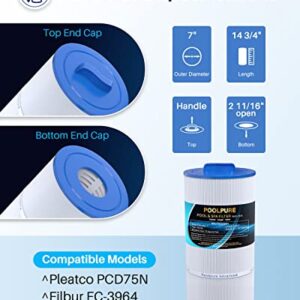 POOLPURE C-7375 Spa Filter Replaces PCD75N, Unicel C-7375, Filbur FC-3964, 1019301, AK-60032, APCC7500, 17543, 75 sqft Filter Cartridge 1 Pack