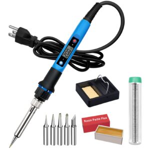 soldering iron kit, 80w 110v fast heat up in 10s lcd digital adjustable temperature soldering gun thermostatic soldering kit for electronic