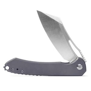 drop + ferrum forge buc titanium frame lock folding pocket knife (blue)