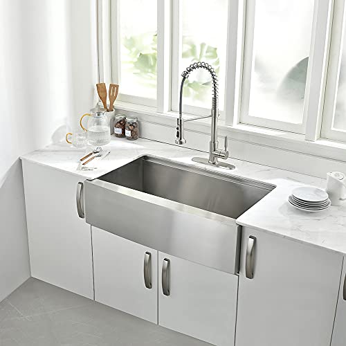 33Inch Farmhouse Sink Workstation Stainless Steel -VOKIM 33"x22" Farmhouse Apron Front Workstation Kitchen Sink 16 Gauge Stainless Steel Single Bowl Farm Sink