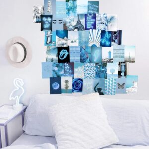 Blue Wall Collage Kit Aesthetic Pictures, Bedroom Decor for Teen Girls, Wall Collage Kit, Collage Kit for Wall Aesthetic, VSCO Girls Bedroom Decor, Aesthetic Posters, Collage Kit