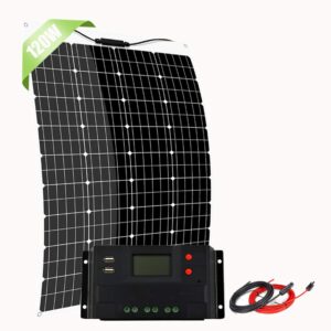 giosolar 120w flexible solar panel kit for truck portable monocrystalline solar module with lcd charge controller + cables for 12v battery charging