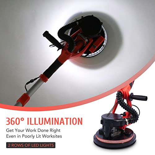 CO-Z 800W Electric Drywall Sander with Vacuum Attachment & Handles, Drywall Refinishing Sander with Dust Collector & Lights, Lighted Wall & Floor Residue Removal Power Tool for Low Wall Painting Work