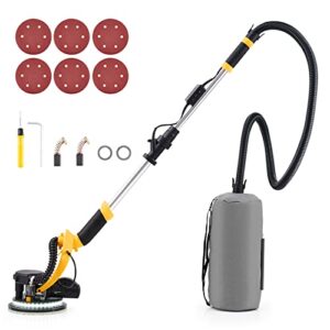 zelcan 800w drywall sander with vacuum, dustless wall pole sander with 59-71'' extendable handle, 500~1800rpm dust-free auto electric sanding machine with 12 sanding discs, carrying bag & led lights