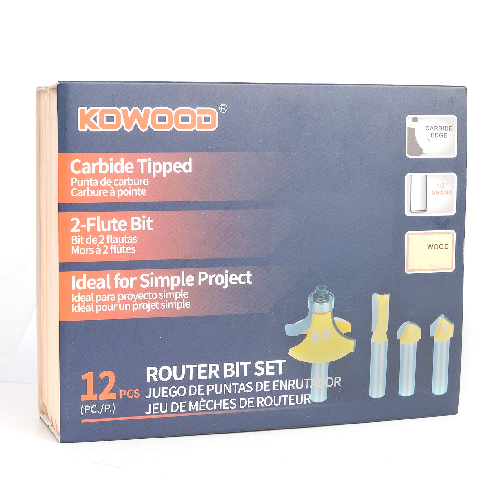 KOWOOD Router Bits Set of 12 Pieces 1/2 Inch Woodwork Tools for Beginners…