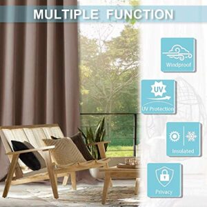 RYB HOME Patio Curtains Outdoor 2 Panels - Detachable Top Waterproof Outdoor Blackout Curtains Drapes for Porch Pergola Gezebo Cabana Sun Room Deck, Width 52 x Length 84, Mocha