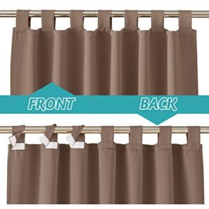 RYB HOME Patio Curtains Outdoor 2 Panels - Detachable Top Waterproof Outdoor Blackout Curtains Drapes for Porch Pergola Gezebo Cabana Sun Room Deck, Width 52 x Length 84, Mocha