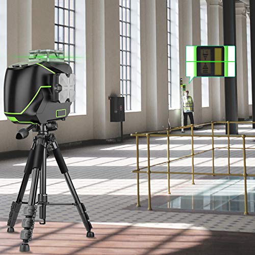 Huepar Laser Level 2x360 Self-Leveling Cross Line Laser with Bluetooth Connected, 360° Green Beam Leveling and Alignment Laser Tool with Metal Laser Window, Li-ion Battery&Magnetic Base Included-S02CG