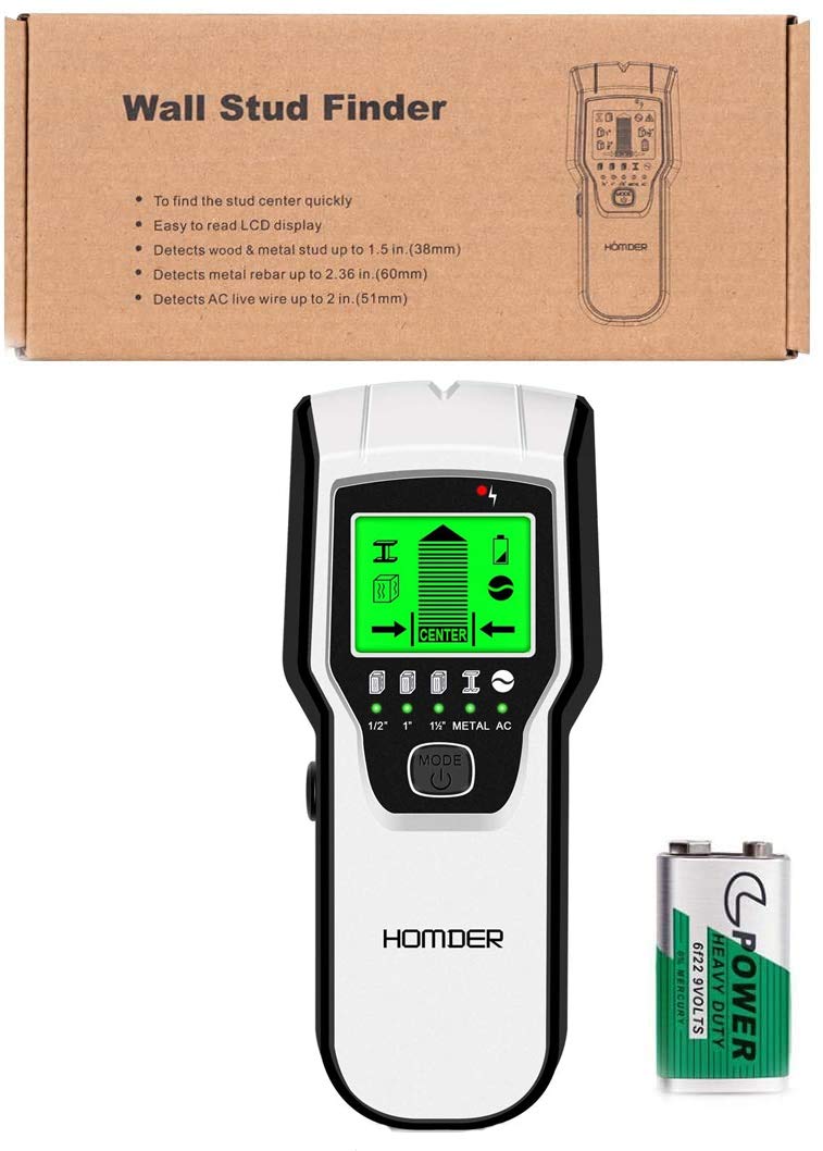 Stud Finder Wall Scanner 5 in 1 Upgraded Electronic Wall Scanner with Battery for Wood Metal and AC Wire Detection,HD LCD Display and Audio Alarm