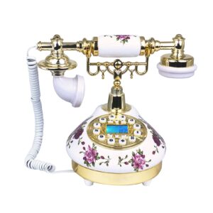 benotek corded antique landline telephones, ceramic made old fashion home phone, classic decorative single line desk telephone for office decor