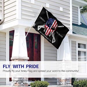 Anley Fly Breeze 3x5 Foot Liberty or Death 2nd Amendment 1789 Flag - Vivid Color and Fade Proof - Canvas Header and Double Stitched - USA Skull Flags Polyester with Brass Grommets 3 X 5 Ft