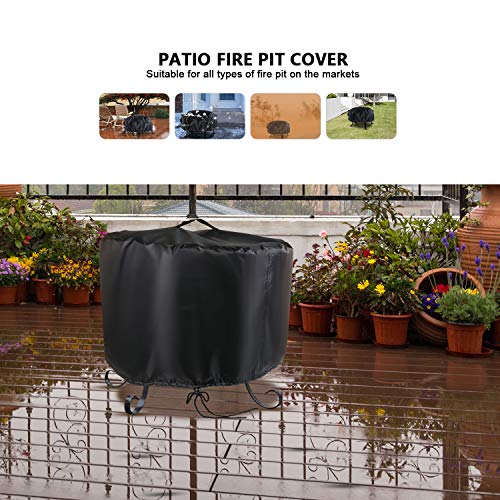 TwoPone Fire Pit Cover Round, Gas Fireplace Firepit Covers for Round Propane Fire Pit Table, Waterproof 20x15inch Patio Fire Bowl Cover with Drawstring