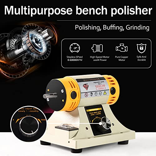 LIBAOTML Adjustable Speed Polishing Machine, Multi-Function Bench Lathe Polisher, Bench Grinder, Polishing Machine Used For Jewelry Making, Woodcrafting, Dental, Manual DIY.