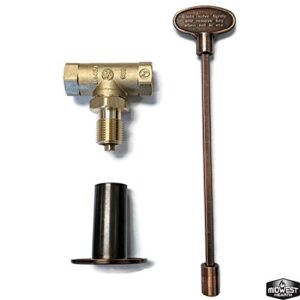 Midwest Hearth Gas Fire Pit Key Valve Kit - 1/2" NPT 8" Key - Antique Copper