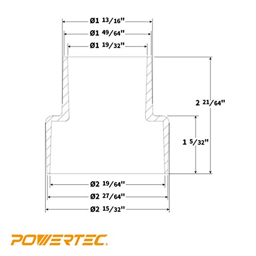 POWERTEC 70297 Modular Step 4 in 1 Adapter - Shop Vac Dust Collector Hose Fittings