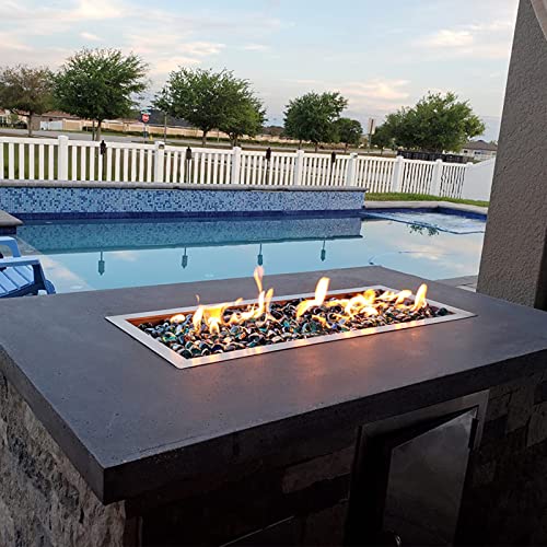 GASPRO 36 x 12 Inch Drop-in Fire Pit Pan and Burner, Natural Gas & Propane Fire Pit Insert with H-Burner, Heavy Duty 304 Stainless Steel, Mounting Plates Included