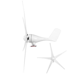 ViaGasaFamido Wind Turbine Generator, Windmill Generator 800W Wind Turbine Businesses 5 Blade Wind Controller Turbine Generator Kit for Boats, Terraces, Cabins or Home(White 24V)