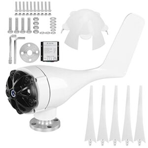 ViaGasaFamido Wind Turbine Generator, Windmill Generator 800W Wind Turbine Businesses 5 Blade Wind Controller Turbine Generator Kit for Boats, Terraces, Cabins or Home(White 24V)