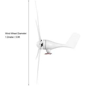 ViaGasaFamido Wind Turbine Generator, Windmill Generator 800W Wind Turbine Businesses 5 Blade Wind Controller Turbine Generator Kit for Boats, Terraces, Cabins or Home(White 24V)