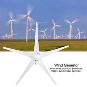 ViaGasaFamido Wind Turbine Generator, Windmill Generator 800W Wind Turbine Businesses 5 Blade Wind Controller Turbine Generator Kit for Boats, Terraces, Cabins or Home(White 24V)