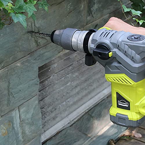 DEWINNER OUTLET Rotary Hammer Drill,1-1/4 Inch with Vibration Control and Safety Clutch,13 Amp Heavy Duty Demolition Hammer for Concrete-Including 3 Drill Bits,Flat Chisels, Point Chisels, Drill Chuck