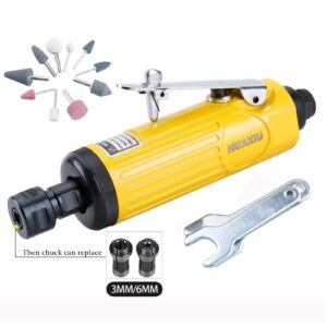 Air Die Grinder with 1/4"(6MM) and 1/8"(3MM) Collets, Pneumatic Die Grinder Kit, 22000 RPM